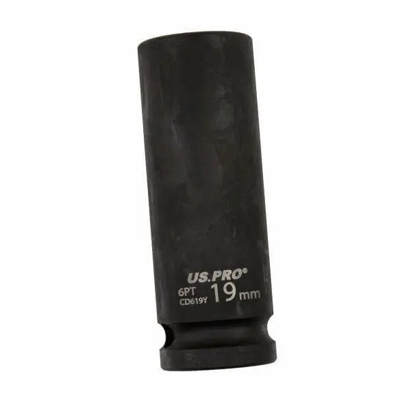 Us Pro Tools 19Mm 1/2 Dr 6Pt Deep Impact Socket 78Mm Long 3861 1