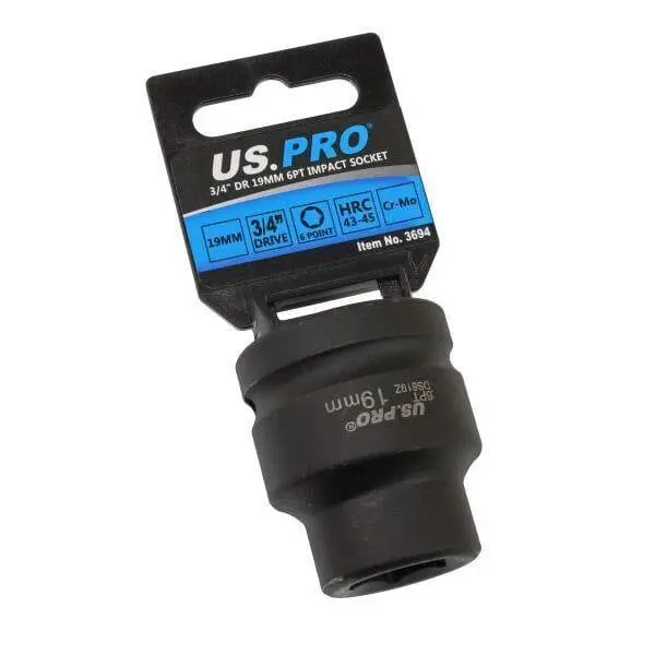 Us Pro Tools 19Mm 3/4" Dr 6 Point Impact Socket 3694 1