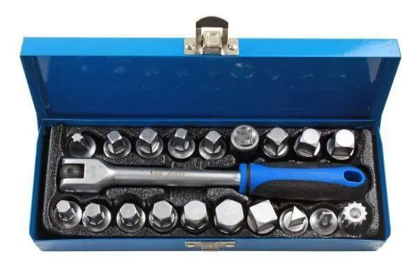 Us Pro Tools 20 Piece 3/8 Dr Drain Sump Plug Key Set, Keys Oil Din 3298 1