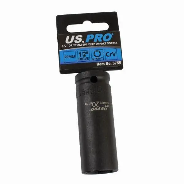 Us Pro Tools 20Mm 1/2" Dr 6 Point Deep Impact Socket 3755 1