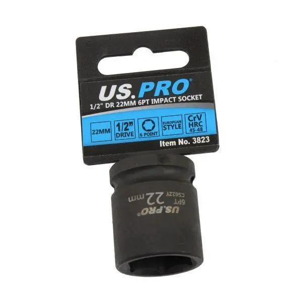 Us Pro Tools 22Mm Impact Socket 1/2" Drive 6 Point Single Hex 3823 2