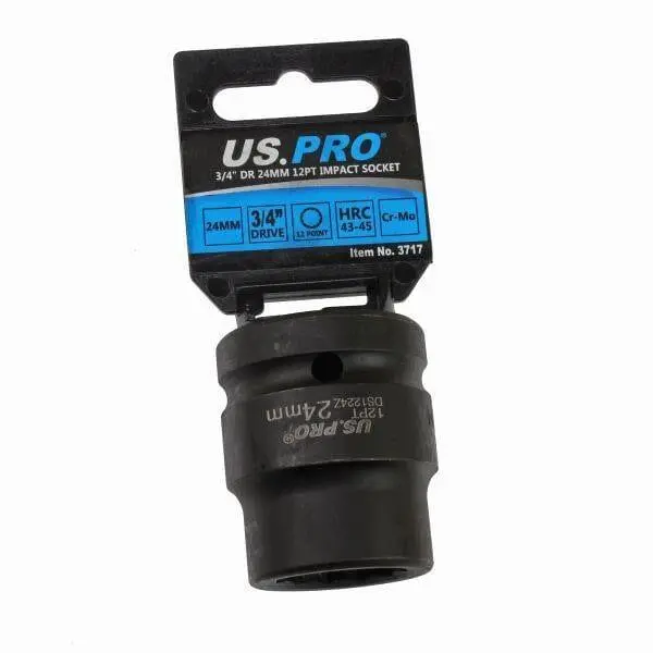 Us Pro Tools 24Mm 3/4" Dr 12 Point Impact Socket 3717 1