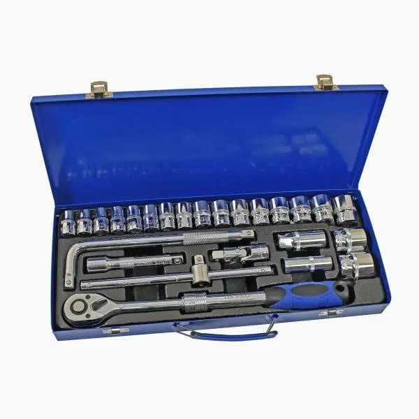 Us Pro Tools 25Pc 1/2" Dr Extendable Ratchet Socket Set 10 - 32Mm Sockets 6Pt 3951 1