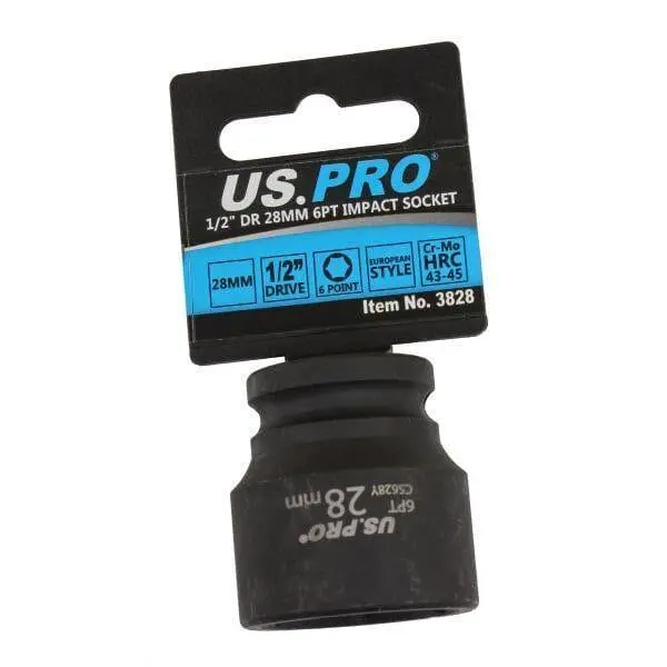 Us Pro Tools 28Mm Impact Socket 1/2" Drive 6 Point Single Hex 3828 2