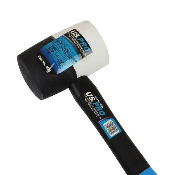 Us Pro Tools 32Oz White Black Rubber Mallet With Fibreglass Handle 4520 2
