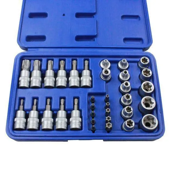 Us Pro Tools 34Pc Torx Bit & E-Socket Set 3/8" Dr T10 - T60 E4 - E20 Tamper Proof T10 - T55 3460 1