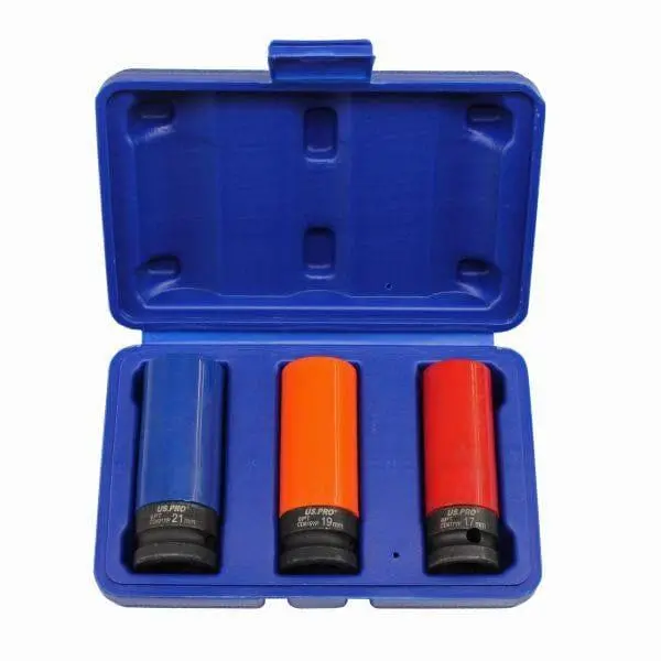 Us Pro Tools 3Pc 1/2" Dr Deep Impact Sockets For Alloy Wheels 17,19,21Mm 3723 1