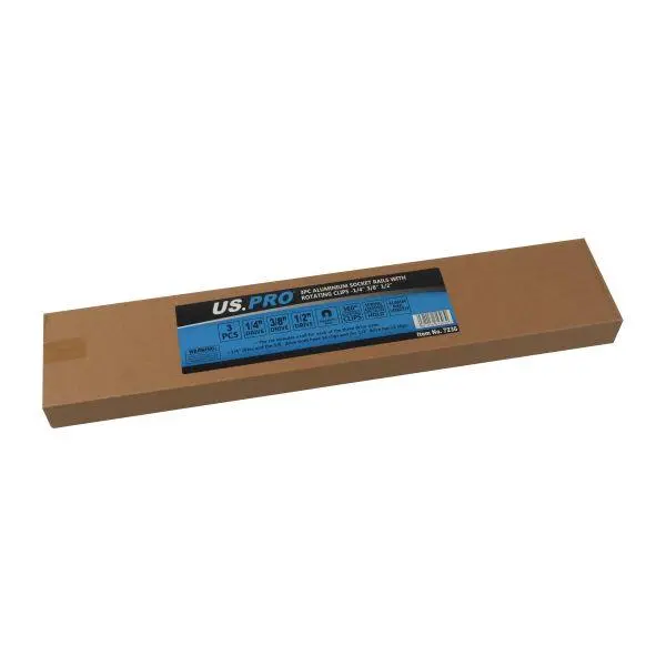 Us Pro Tools 3Pc Aluminium Socket Rail Set With Rotating Clips 1/4" 3/8" 1/2" 7236 2