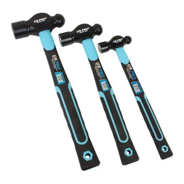 Us Pro Tools 3Pc Ball Pein Hammer With Fibreglass Handle 8, 16, 32Oz 4543 1