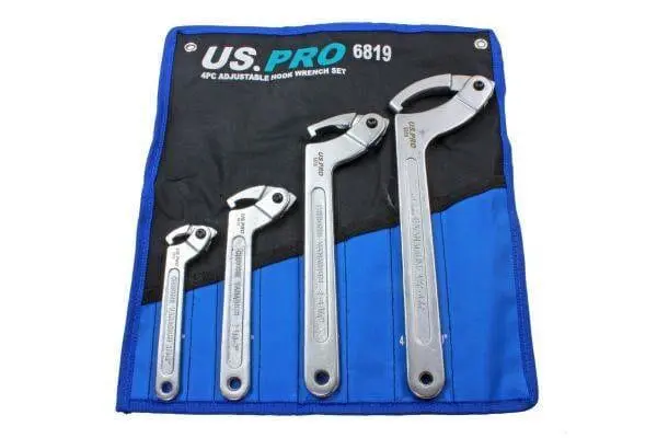 Us Pro Tools 4 Piece Adjustable Hook Wrench Set 3/4" - 7/10" 6819 1