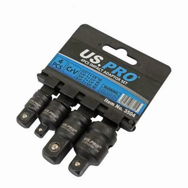 Us Pro Tools 4 Piece Impact Adaptor Set 1/4" 3/8" 1/2" Step Up/Down Reducer 3504 1