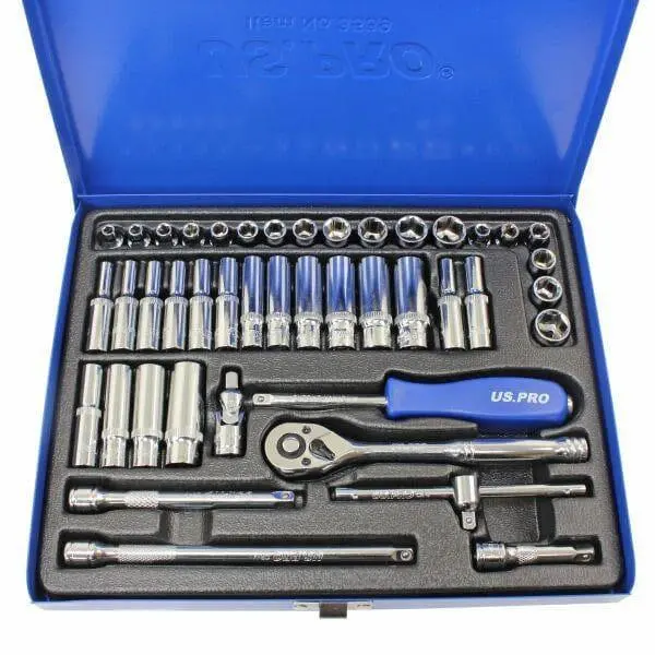 Us Pro Tools 43Pc 1/4" Dr Metric & Af, Imperial Socket Set, Ratchet, Bars, 3539 1