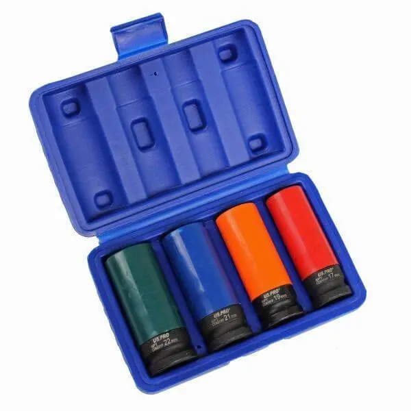 Us Pro Tools 4Pc 1/2" Dr Deep Impact Sockets For Alloy Wheels 17, 19, 21, 22Mm 3724 1