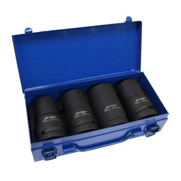Us Pro Tools 4Pc 1" Dr 6Pt Deep Impact Sockets 27,30,32,33Mm 3692 1