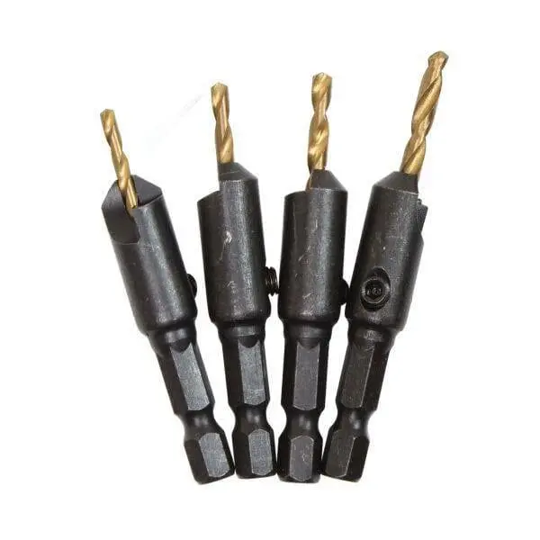 Us Pro Tools 4Pc Drill And Countersink Bit Set Quick Change Hss-G Titanium Coated 7126 1