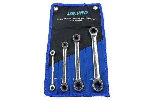 Us Pro Tools 4Pc Metric Double E-Torx Gear Ratchet Spanner Set E6 - E24 2247 1