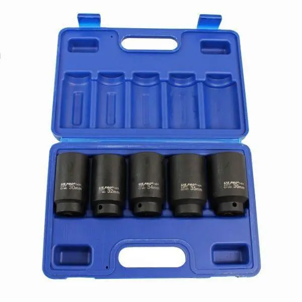 Us Pro Tools 5Pc 1/2" Dr  Deep Impact Hub Nut Socket 30, 32, 34, 35, 36Mm B1431 1