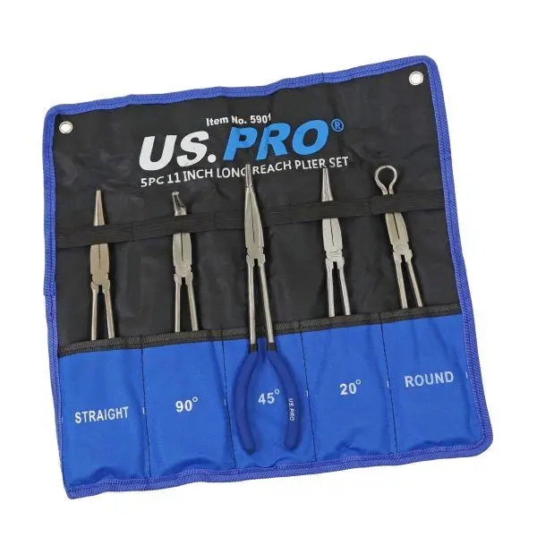 Us Pro Tools 5Pc 11" Long Reach Plier Set Angled Offset Straight & Hose Pliers 5901 1