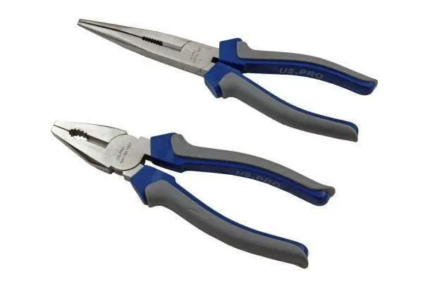 Us Pro Tools 5Pc Pliers Set In Case Combination Long Bent Nose Side Cutters Water Pump 1821 2