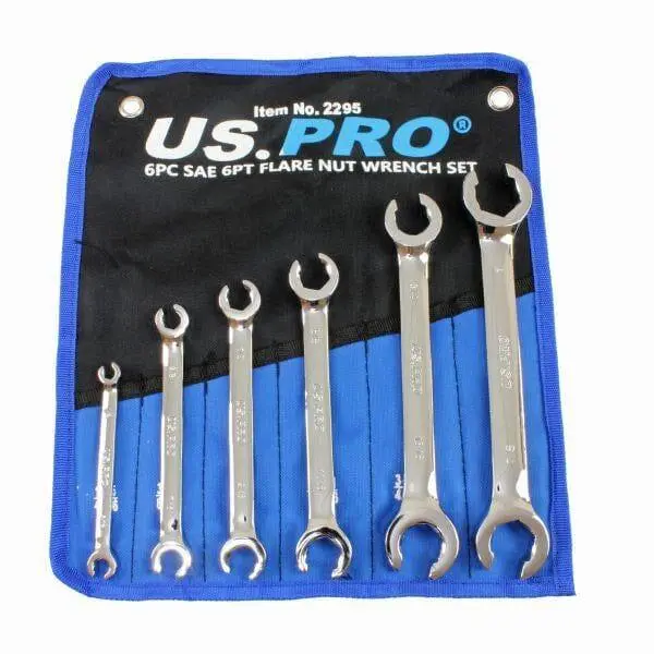 Us Pro Tools 6Pc Sae Imperial 6Pt Flare Nut Spanners Wrench Set Brake Pipe 2295 1