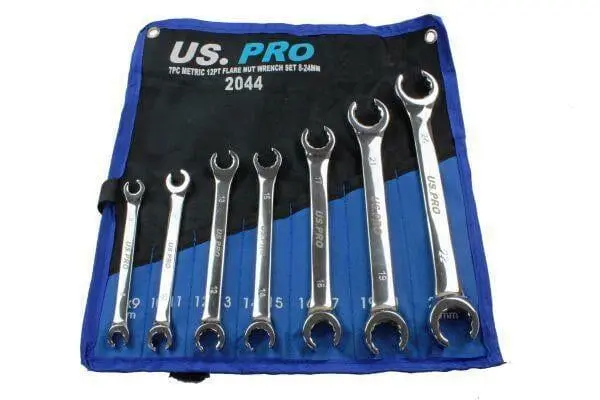 Us Pro Tools 7Pc 12 Point Open Brake Flare Nut Spanners Wrench Set 8 - 24Mm 2044 1