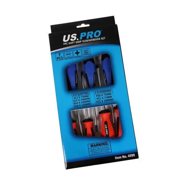 Us Pro Tools 7Pc Soft Grip Screwdriver Set- Pozi & Slotted 4599 1
