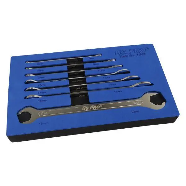 Us Pro Tools 7Pc Ultra Thin Ratcheting Action Open Ended Spanner Set 6-19Mm 7546 1