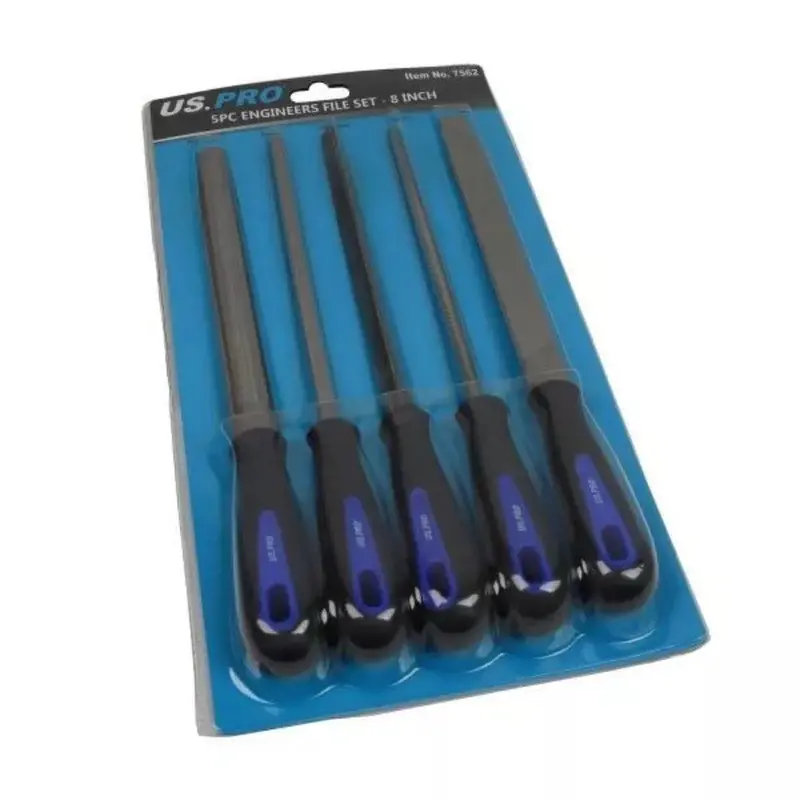 Us Pro Tools 8” 5Pc Engineers File Set - Square, Flat, Half Round, Round & Triangular 7562 1