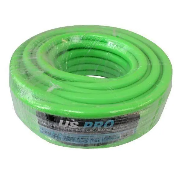 Us Pro Tools 8Mm X 20 Meters Hi Vis Green Hybrid Quick Release Air Hose 8244 1