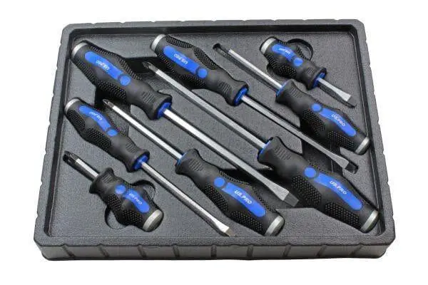 Us Pro Tools 8Pc Go-Through Screwdrivers Set Pozidriv & Flat Head Screwdrivers 1619 1