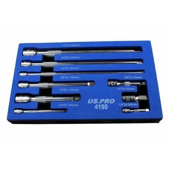 Us Pro Tools 9Pc 1/4" 3/8" 1/2" Dr Extension Bar Set, Sockets Bars 4190 1