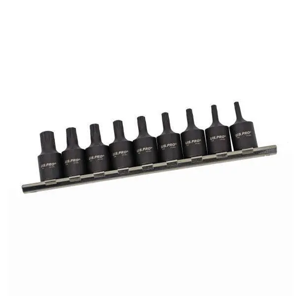 Us Pro Tools 9Pc 3/8" Dr Impact Star Torx Bit Sockets T20 - T55 3999 1