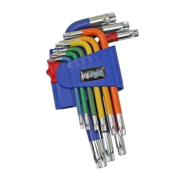 Us Pro Tools 9Pc Multicoloured Short Star Key Set T10 - T50 1635 1