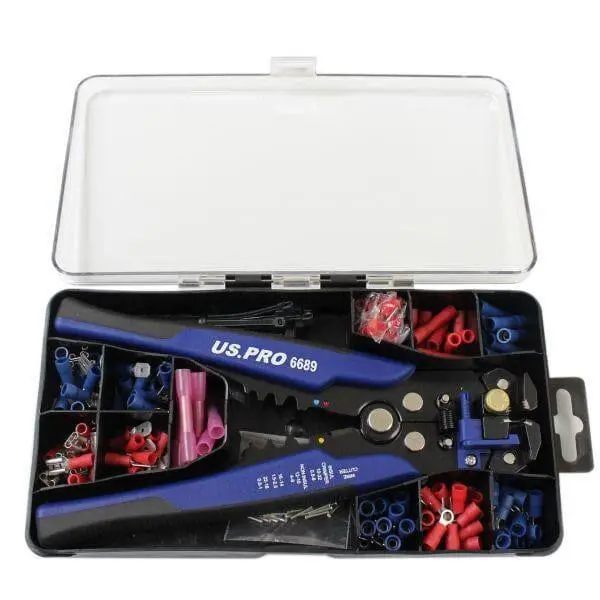Us Pro Tools Auto Wire Stripper, Cutter, Terminal Crimper & Terminal Set 6830 1