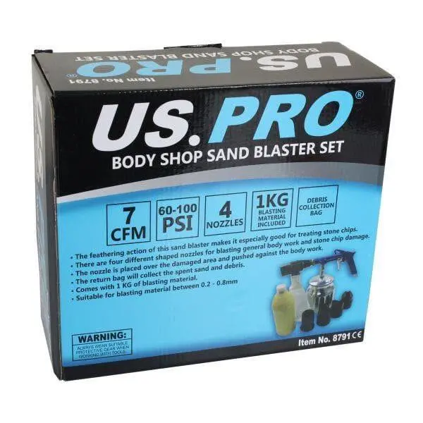 Us Pro Tools Body Shop Sand Blaster Set With 4 Nozzles Air Sandblasting 8791 2