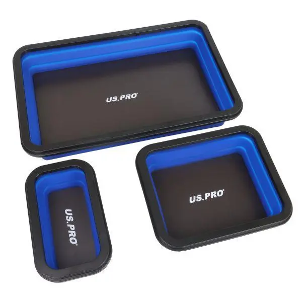 Us Pro Tools Collapsible Magnetic Parts Tray Set Of 3 Blue 6892 1
