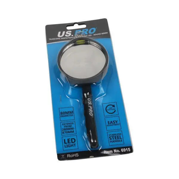 Us Pro Tools Telescopic Inspection Mirror With Led 80Mm Round 6915 2