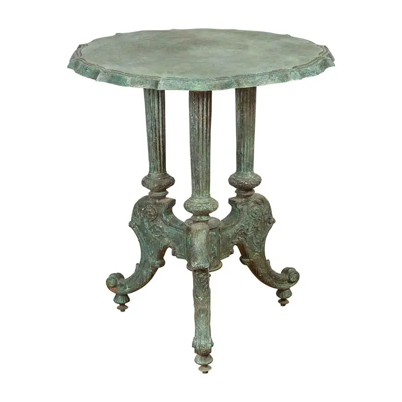Verdigris Table With Fluted Legs 1