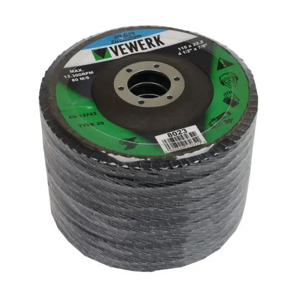 Vewerk 10Pc Zirconium Flap Disc Pack 80 Grit Type 29 115 X 22.2Mm 8023 1