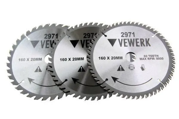 Vewerk 3 Pack - 160 X 20 / 16Mm Tct Circular Saw Blade 36T 48T 60T 2971 1
