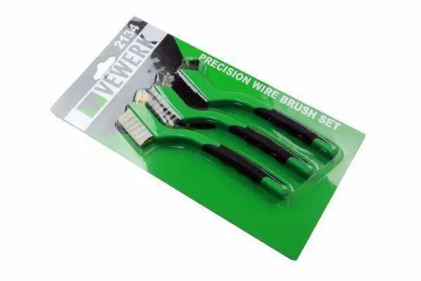 Vewerk 3Pc Mini Wire Brush Set Nylon Brass Steel Brushes Cleaning 175Mm 2134 2