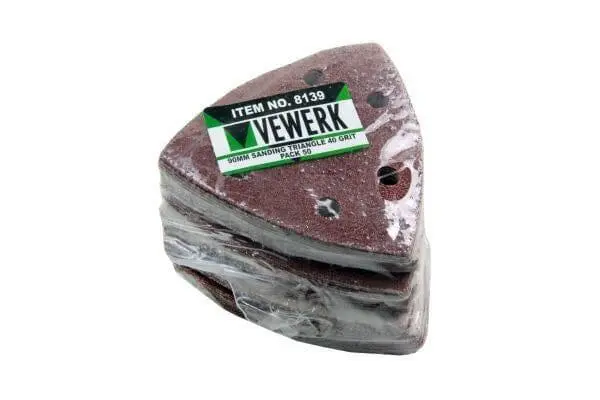 Vewerk 90Mm Sanding Triangle 40 Grit 50 Pack B8139 1