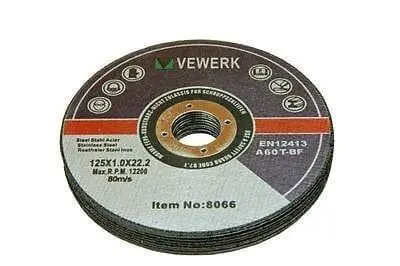 Vewerk By Bergen Ultra Thin Metal Cutting Discs 125 X 1.0 X 22.2Mm 10Pk  B8066 1