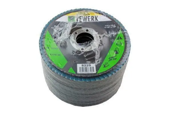 Vewerk Flap Discs 120 Grit Zirconium 115 X 22.2 Pack Of 10 8229 1