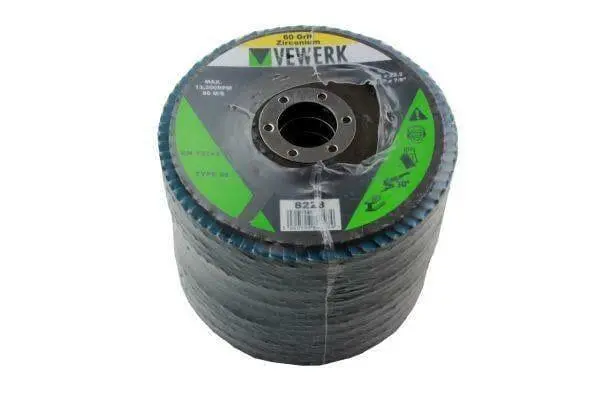 Vewerk Flap Discs 60 Grit Zirconium 115 X 22.2 Pack Of 10 8228 1