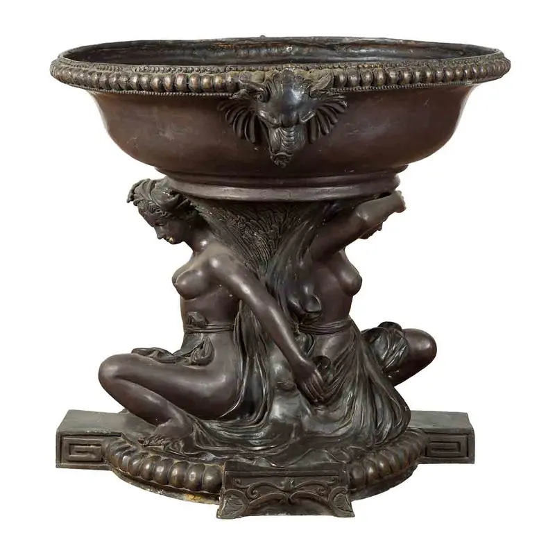 Vintage Bronze Greco-Roman Style Allegory Of The Summer Planter With Dark Patina 1