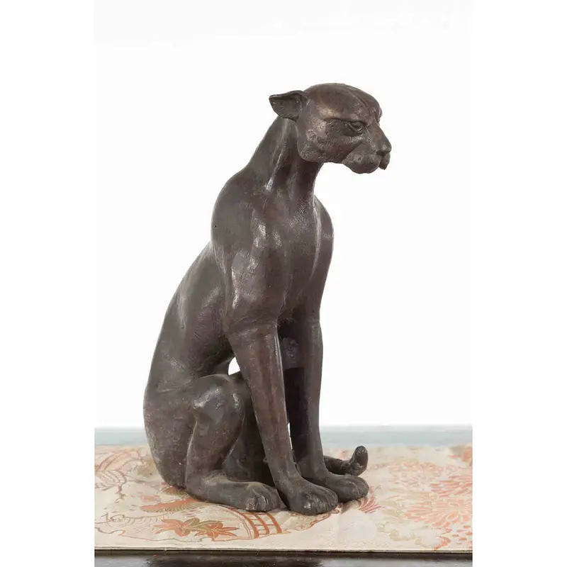 Vintage Bronze Sitting Cat Statue 1