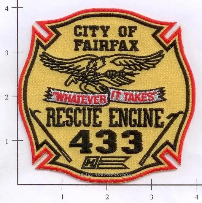 Virginia - Fairfax Engine 433 Rescue 433 Fire Dept Patch 1