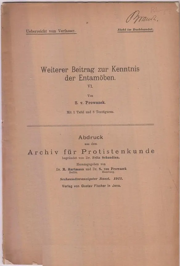 Weiterer Beitrag Zur Kenntnis Der Entamoben  By Prowazek, S.V 1