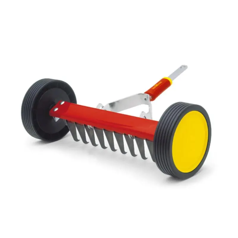 Wolf-Garten Scarifying Roller Rake - 10 Curved Steel Tines With Attached Wheels Makes Dethatching Effortless 1
